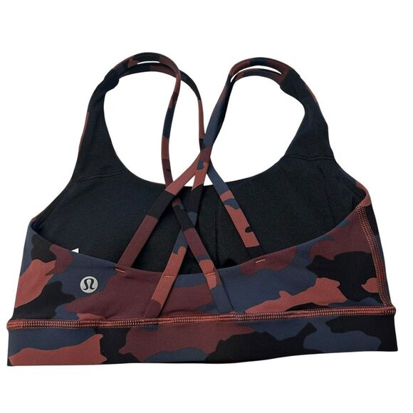 Lululemon Size 4 Energy Sports Bra Heritage 365 Camo Smoky Red Night Strappy Gym - Picture 3 of 9